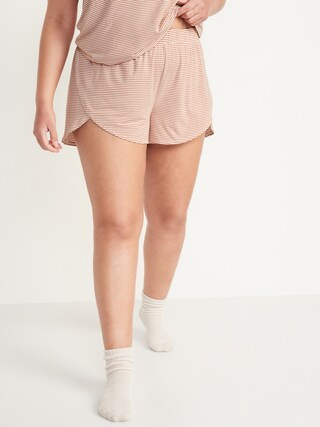 High-Waisted Sunday Sleep Ultra-Soft Dolphin-Hem Pajama Shorts for Women -- 3-inch inseam | Old Navy (US)