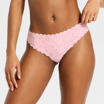 Women's Invisible Edge Solid Lace Thong Underwear - Auden™ Dark Blue M | Target