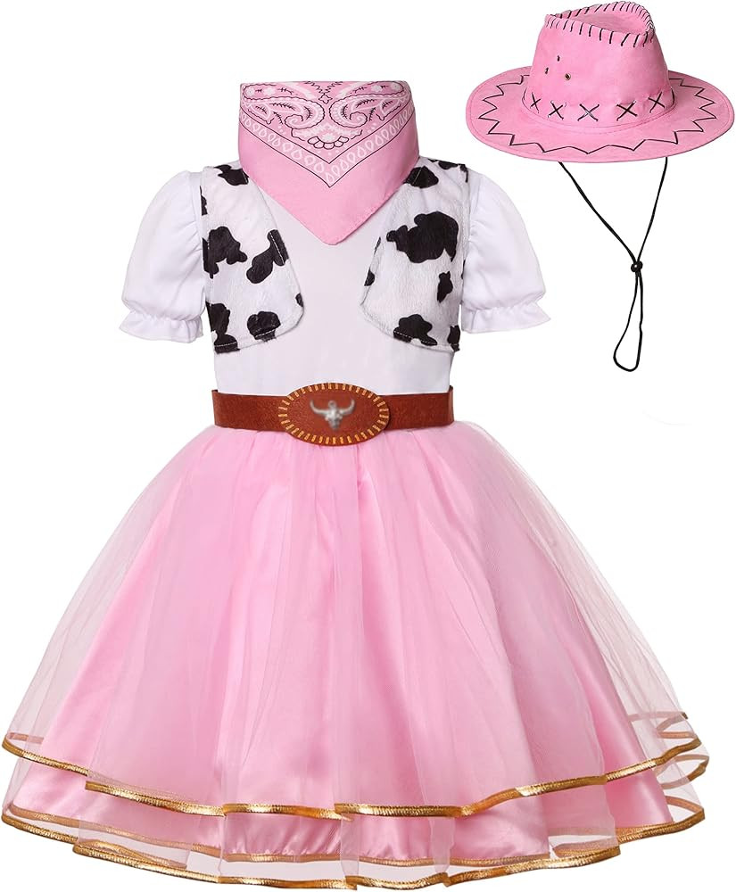 Gomukot Kids Cowgirl Costume for Girls Halloween Western Rodeo Dress Up | Amazon (US)
