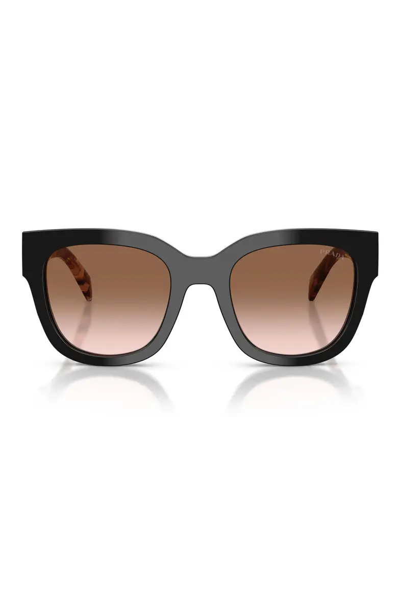 Prada 52mm Square Sunglasses in Black /Brown Gradient at Nordstrom | Nordstrom