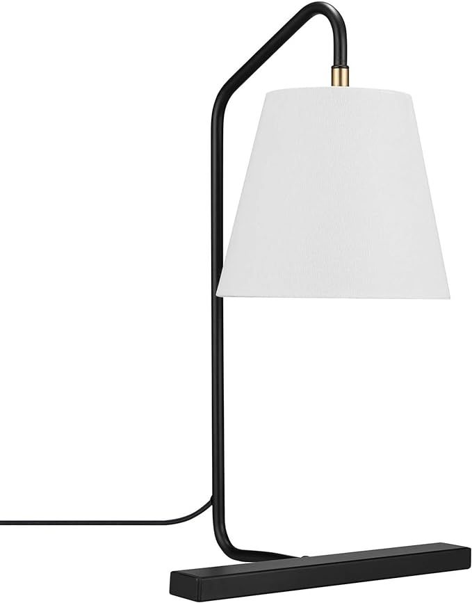 Globe Electric 52940 20" Desk Lamp, Dark Bronze, Brass Pivot Joint, White Fabric Shade, Black Fab... | Amazon (US)