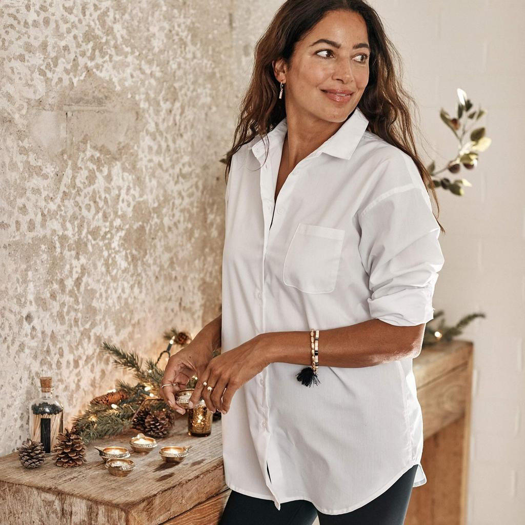 The Perfect Boyfriend Shirt - White Sand | SummerSalt