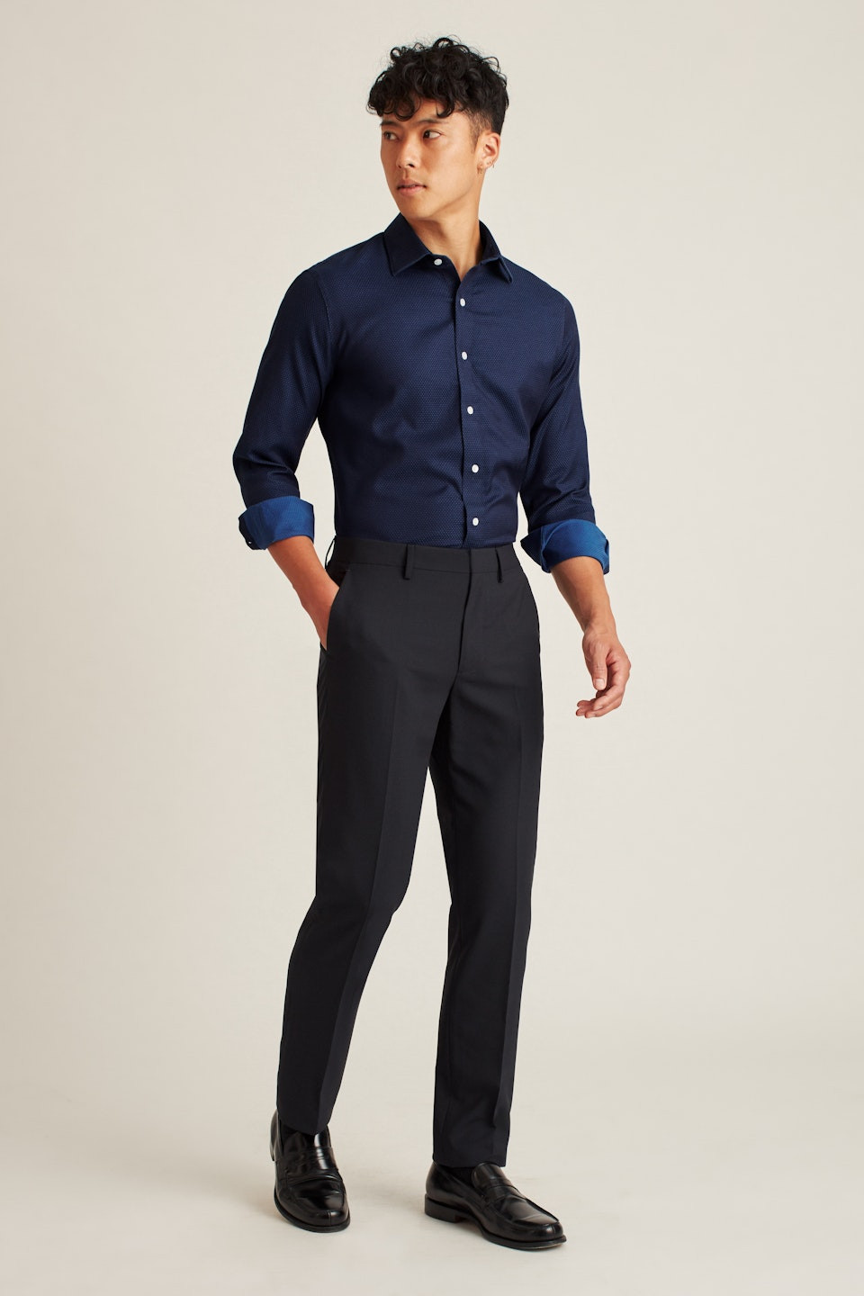The Desk To Dinner Shirt Slim for Men by Bonobos - Navy Dots - XLS | Bonobos (US)