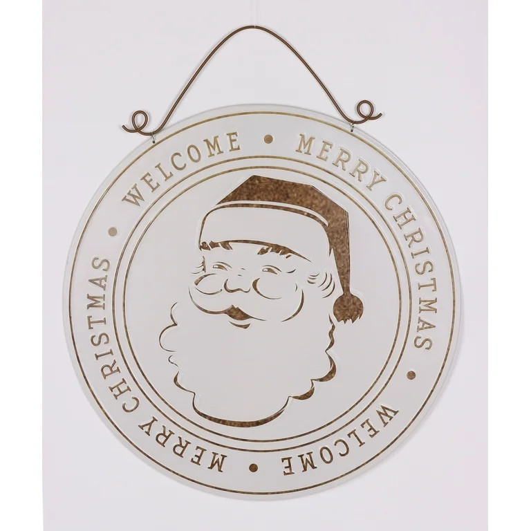 Brown and White Welcome Santa Christmas Hanging Sign, 24 in, by Holiday Time - Walmart.com | Walmart (US)