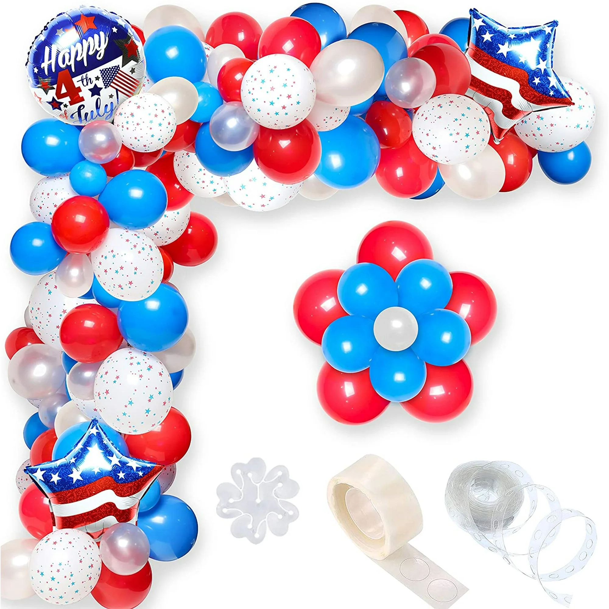 106 Pcs 4th of July Party Decorations | Independence Day Red, White & Blue Color Balloons Garland... | Walmart (US)