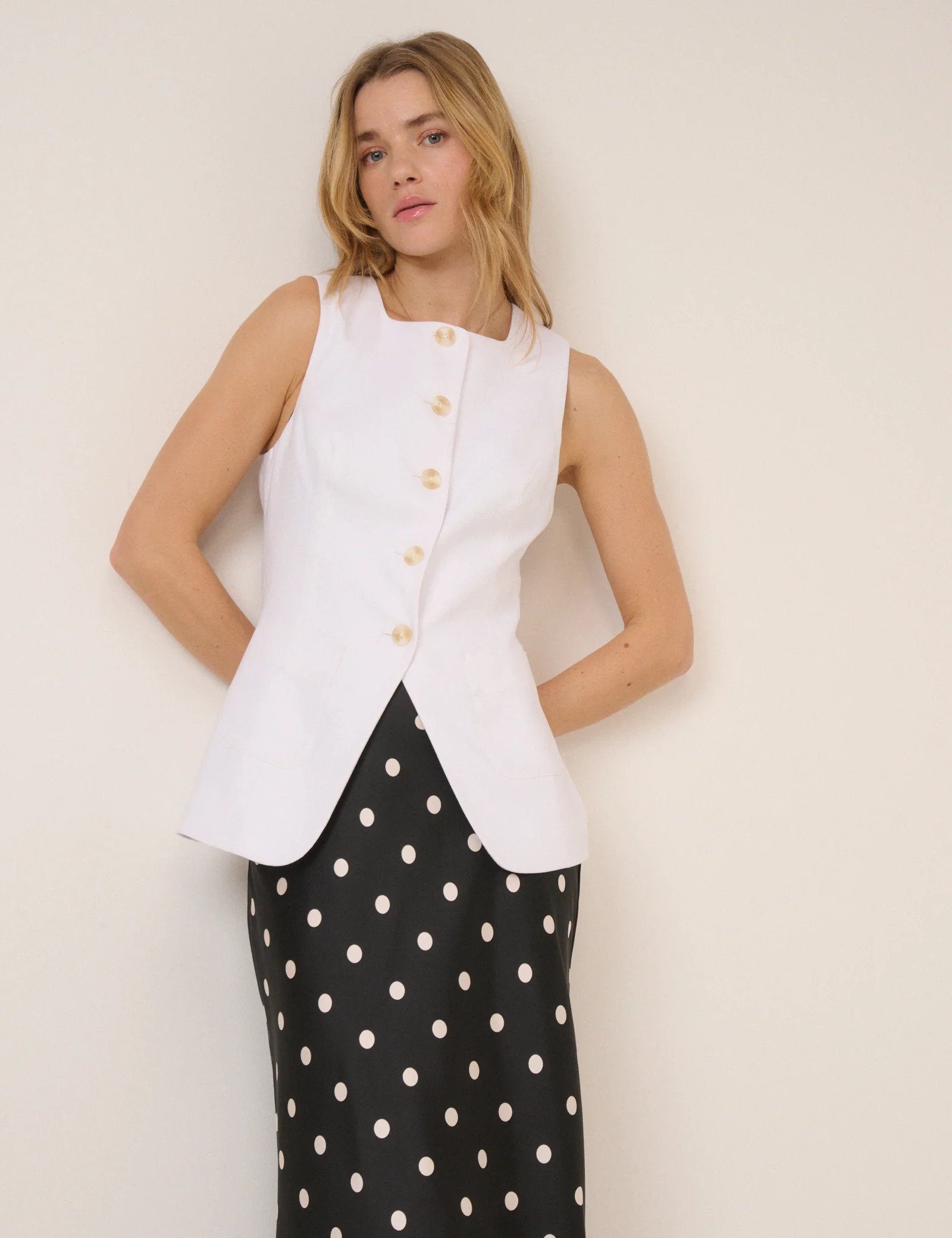 White Longline Tailored Waistcoat | Nobody's Child