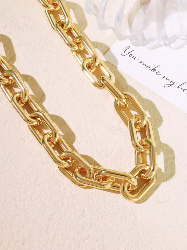 1pc Women Punk Rock Metal Chain Choker Necklace, Retro Minimalist Single Layer Metal Clasp Neckla... | SHEIN