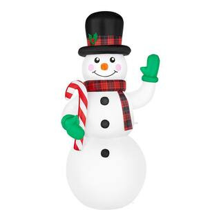 6.5 ft LED Snowman with Candy Cane | The Home Depot