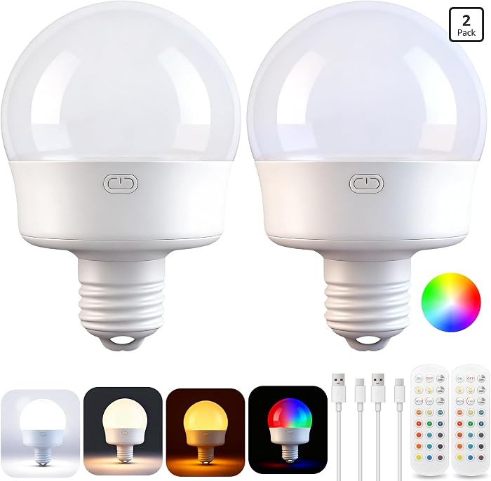 Rechargeable Battery Operated Light Bulbs, E26 Socket (Magnetic Detachable) Light Bulb for Lamps ... | Amazon (US)