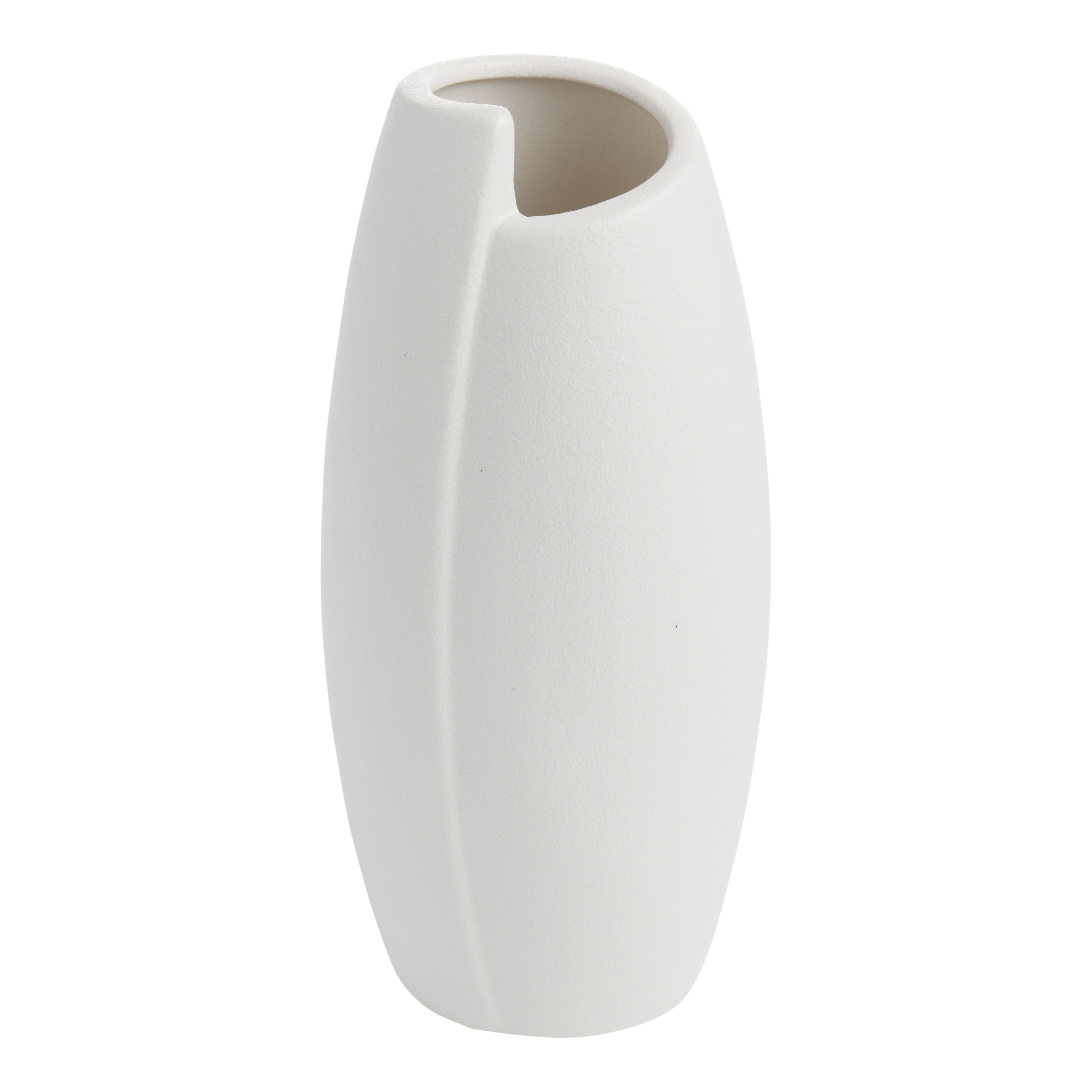 Matte White Asymmetrical Curved Ceramic Vase | World Market