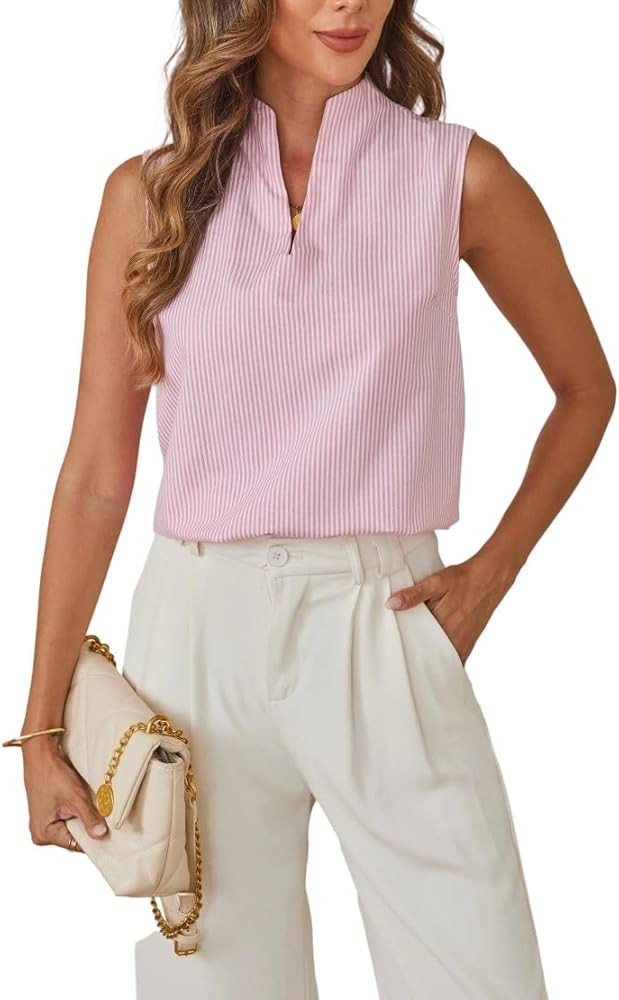 SOLY HUX Women's Work Outfits V Neck Sleeveless Blouses Summer Casual Tank Tops Business Office D... | Amazon (US)