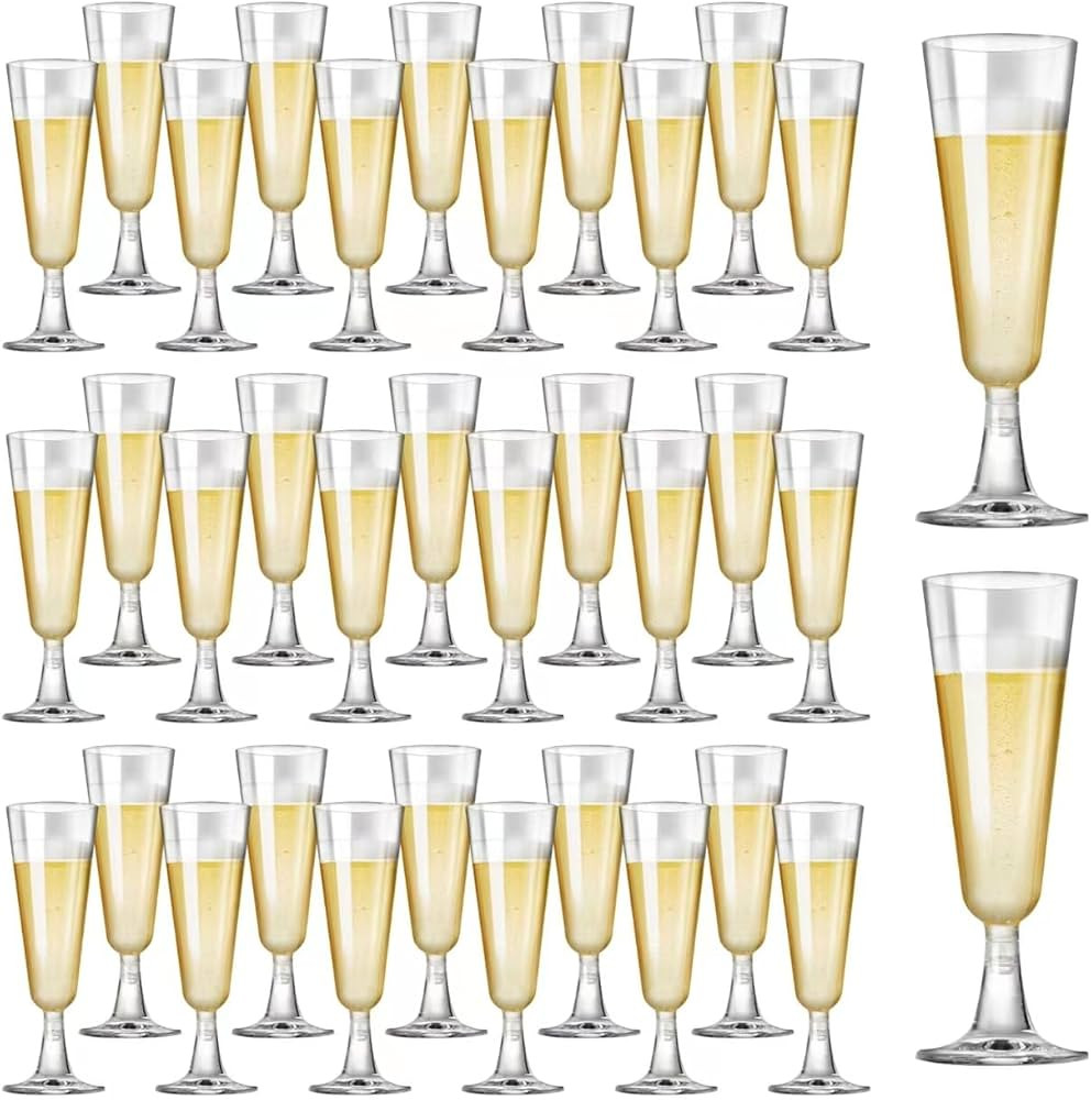 SUREHOME Plastic Champagne Flutes 40 Pack Disposable Champagne Glasses 5.5 Oz Clear Plastic Mimos... | Amazon (US)