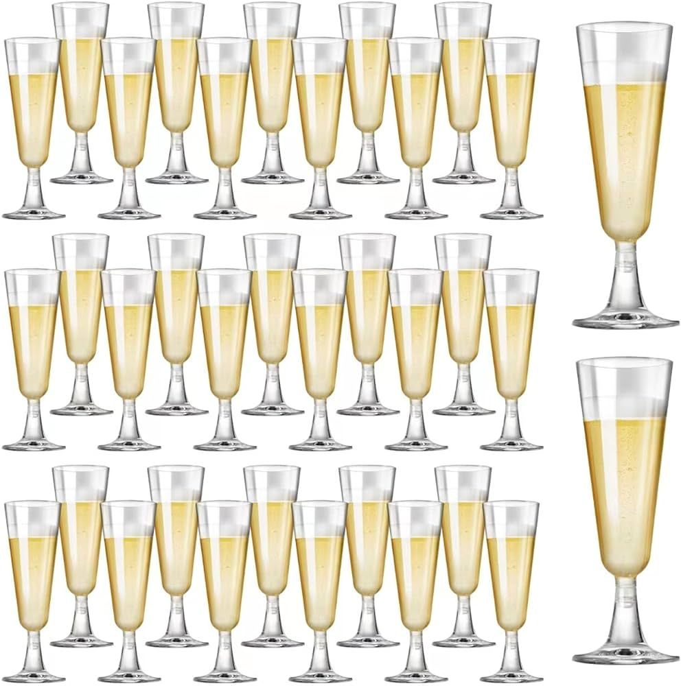 SUREHOME Plastic Champagne Flutes 40 Pack Disposable Champagne Glasses 5.5 Oz Clear Plastic Mimos... | Amazon (US)