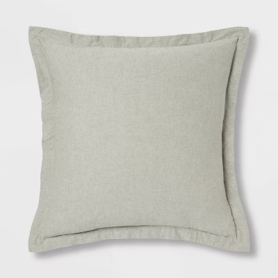 Euro Cotton Linen Blend Chambray Decorative Throw Pillow Natural - Threshold™: Indoor Square Pi... | Target