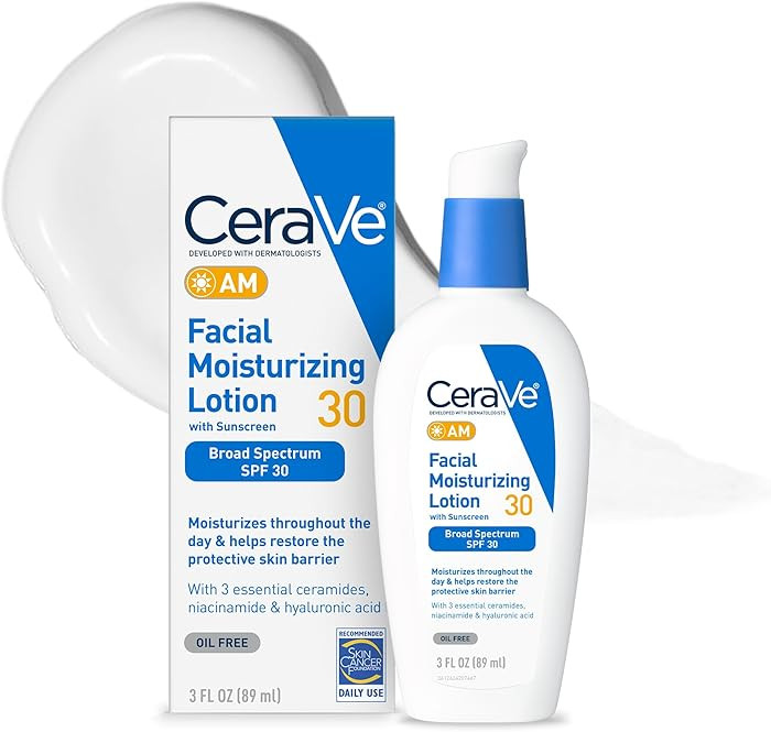 CeraVe AM Facial Moisturizing Lotion with SPF 30, Oil-Free Face Moisturizer with SPF, Formulated ... | Amazon (US)