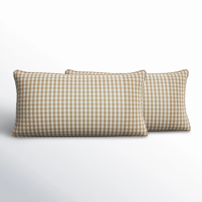 Limone Plaid Indoor/Outdoor Lumbar Throw Pillow | Birch Lane