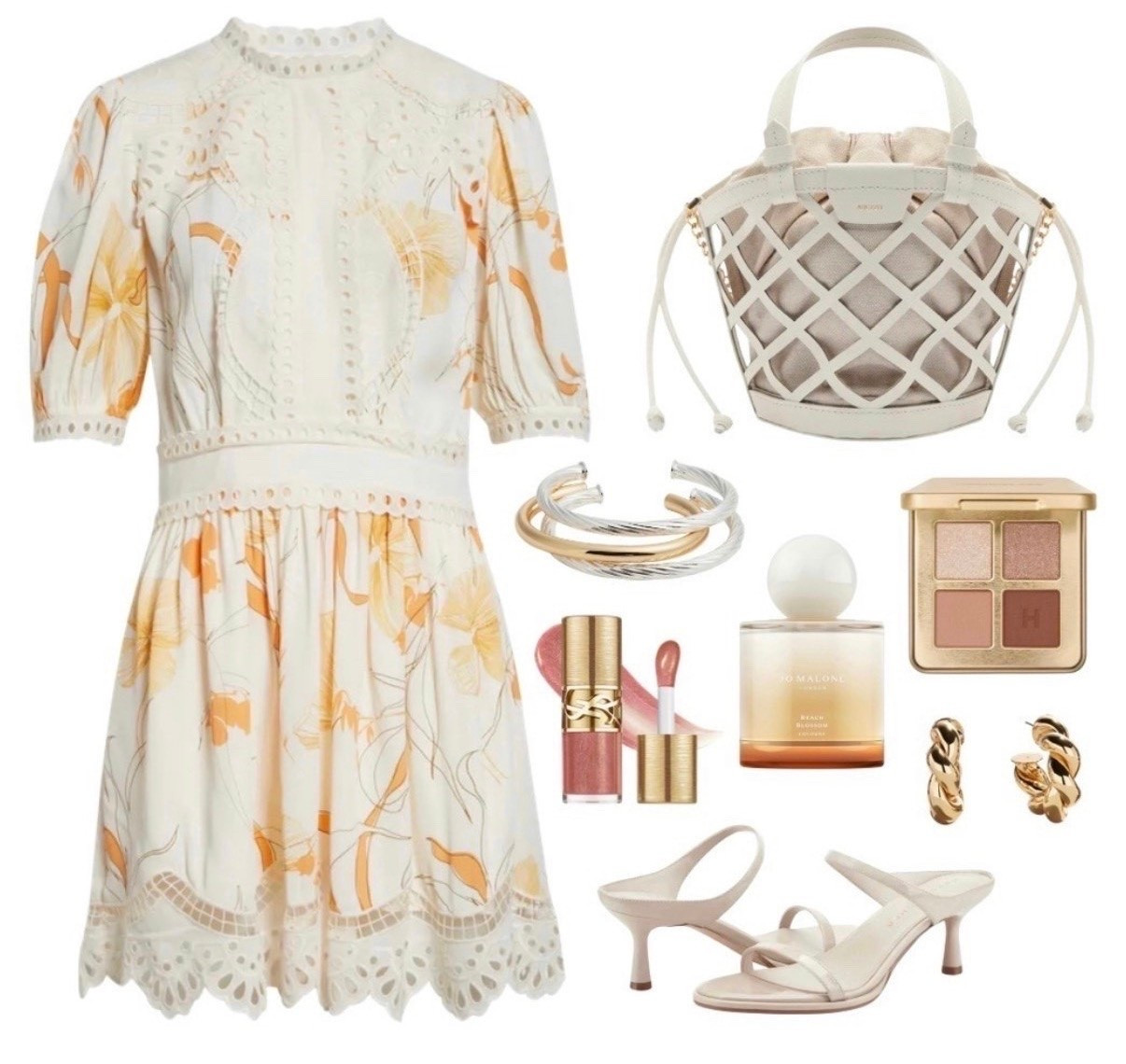 Summer outfit 
Spring outfit 
Floral dress
Dress
White bag
Bangles 
Spring outfit
Shower outfit

#LTKSeasonal