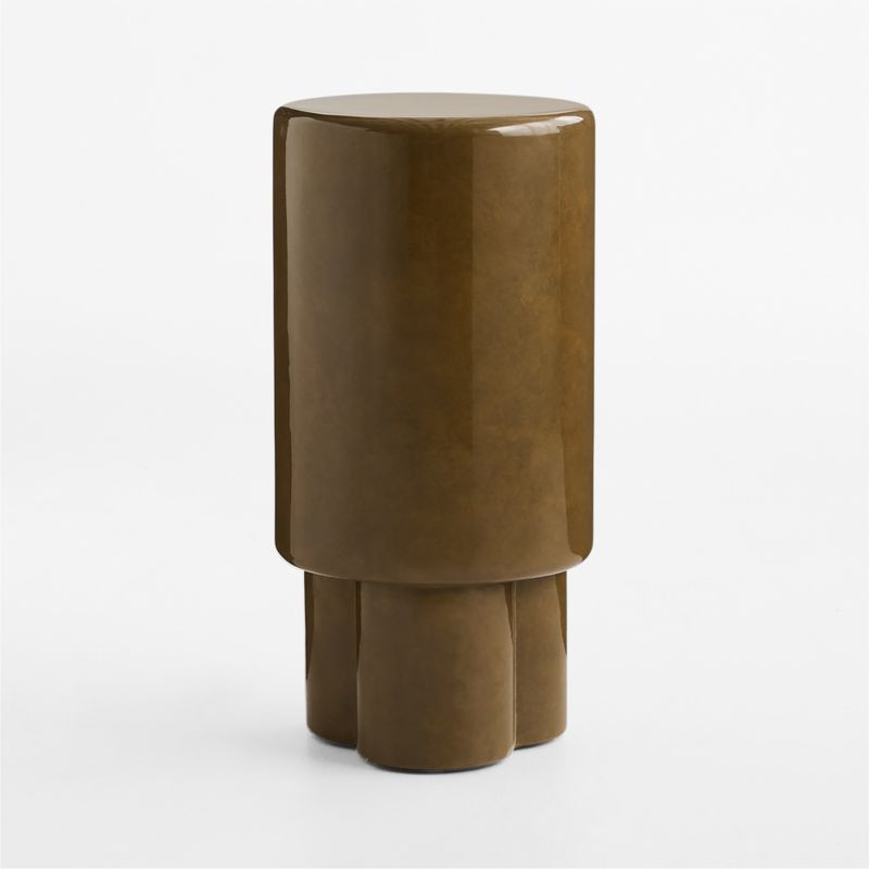 Figure Olive Green Tadelakt 12" Drink Table | Crate & Barrel | Crate & Barrel