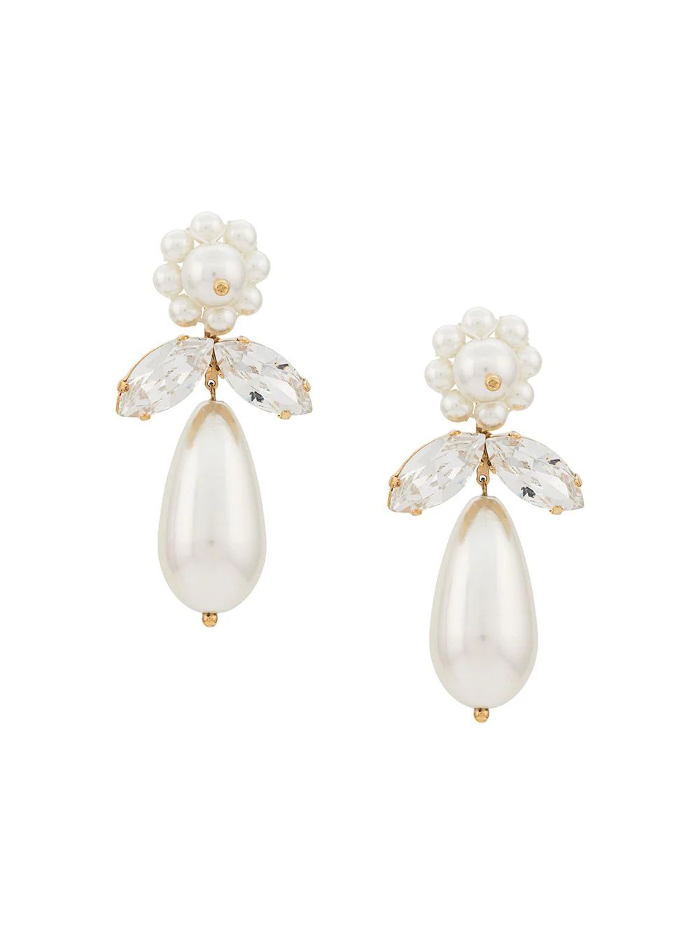 crystal and pearl drop earrings | Farfetch (US)