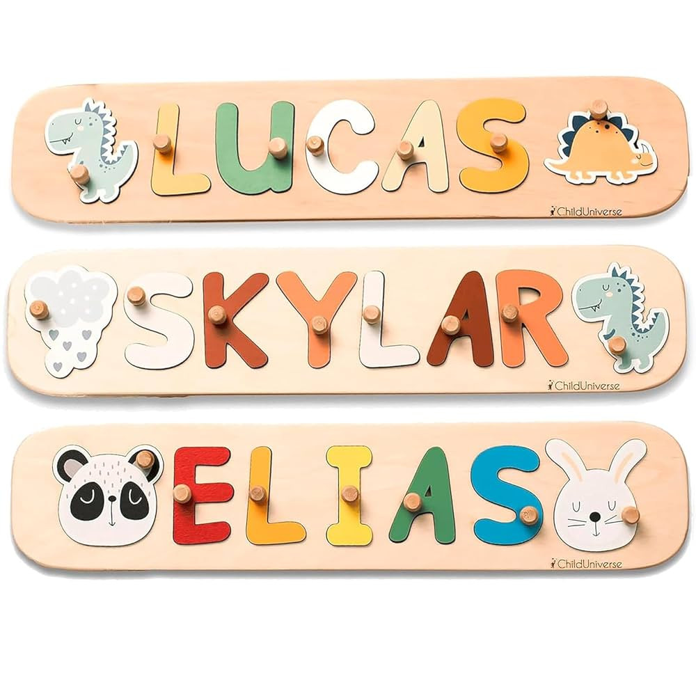 Personalized Baby Gifts Wooden Name Puzzle Custom Puzzle For Toddlers 1-3 Years Old Baby Name Puz... | Amazon (US)