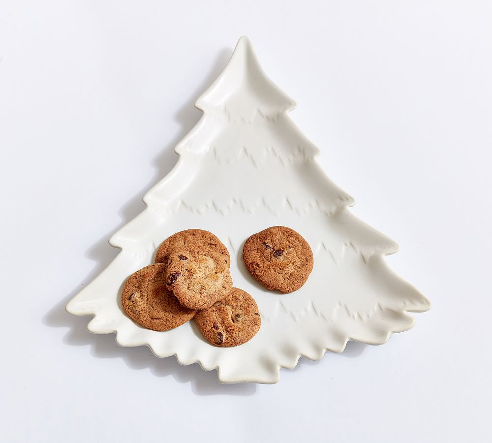 Holiday Tree Shaped Stoneware Serving Platter | Pottery Barn (US)