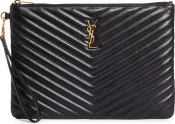 Saint Laurent YSL Monogram Matelassé Leather Tablet Pouch | Nordstrom | Nordstrom