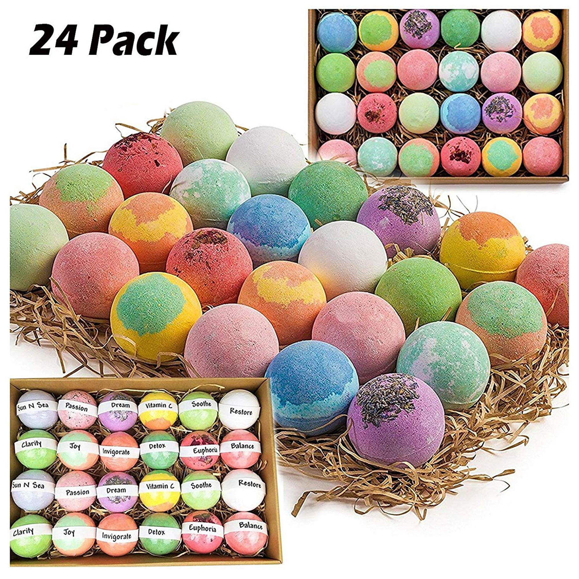 Gift Set of 24 Nurture Me Organic Bath Bombs, Large Bath Fizzies All Natural Womens Gift Set with... | Walmart (US)