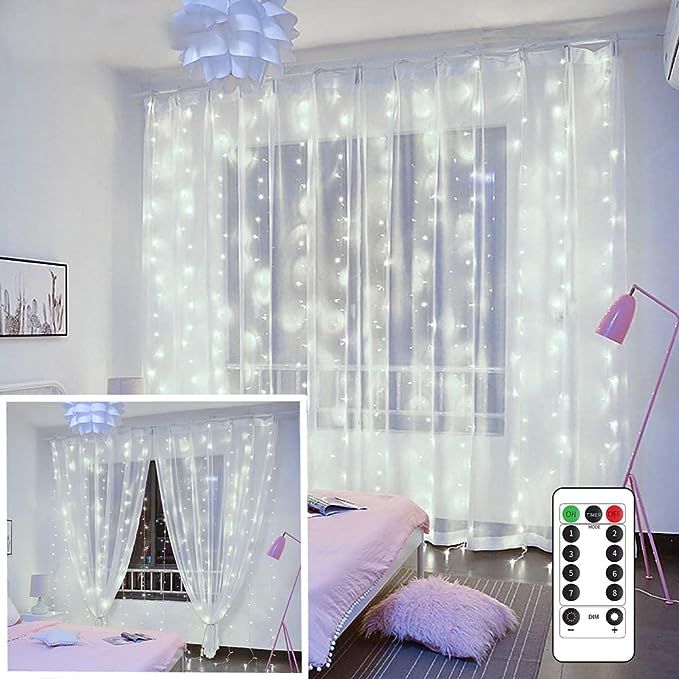 YEOLEH String Lights Curtain,USB Powered Fairy Lights for Bedroom Wall Party,8 Modes & IP64 Water... | Amazon (US)
