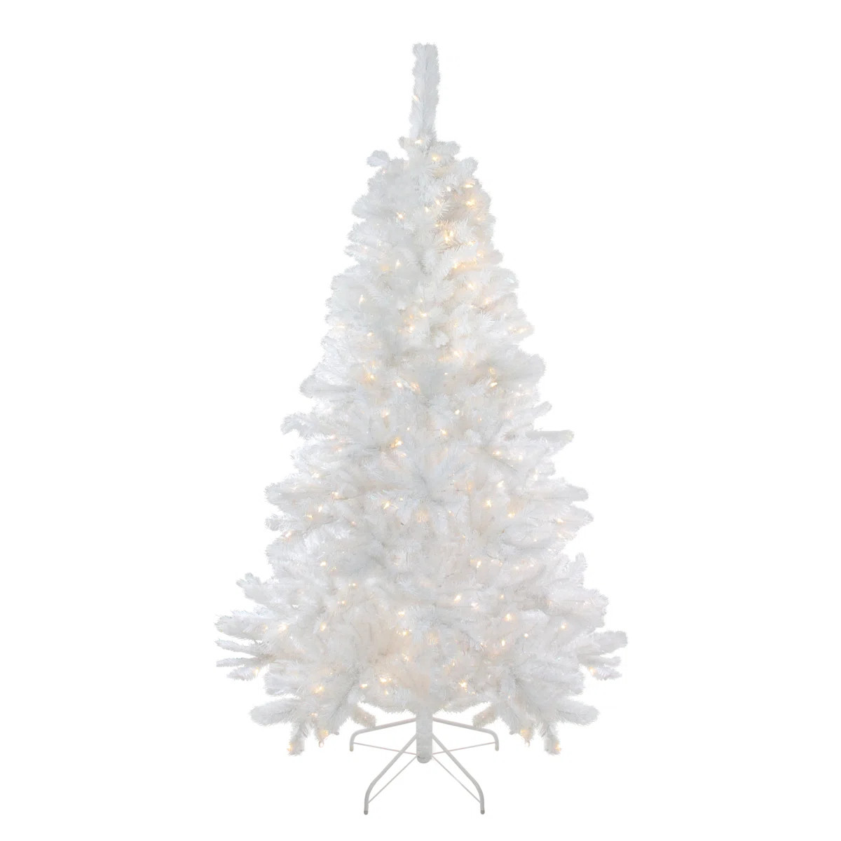 6.5' Pre-Lit White Medium Iridescent Pine Artificial Christmas Tree - Multi Function LED Lights | Wayfair North America