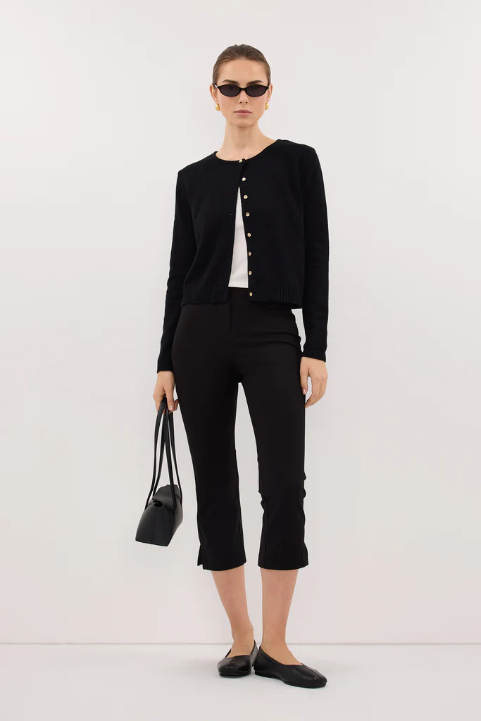 LISE BLACK LIGHT KNIT CARDIGAN | DISSH