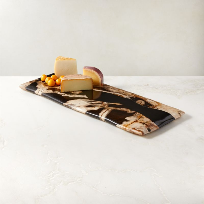 Ring Rectangular Petrified Wood and Resin Serving Platter + Reviews | CB2 | CB2