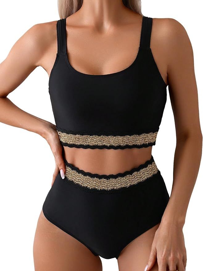 SOLY HUX Bikini Sets for Women High Waisted Bikini Two Piece Swimsuit Bathing Suits | Amazon (US)