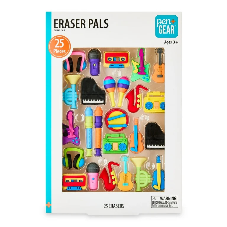 Pen+Gear Eraser Pals, Musical Instruments, 25 Count | Walmart (US)