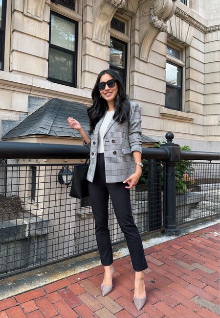 30% off + additional 15% off at Ann Taylor for StyleRewards members (free to join)

•Ann Taylor houndstooth blazer 00 Petite, such a good staple to pair with jeans or workwear. TTS 

•AT black ankle pants 00 petite (hems folded under) , runs smaller than AT pants and fits me well at the waist and hips! 00p has a 25” waist and is fitted with stretch. 

•Suede slingbacks 5, beautiful neutral color 
•$15 sunglasses 
•AK watch links removed 

#petite business smart casual workwear / office work outfits 

#LTKworkwear #LTKSeasonal #LTKfindsunder100