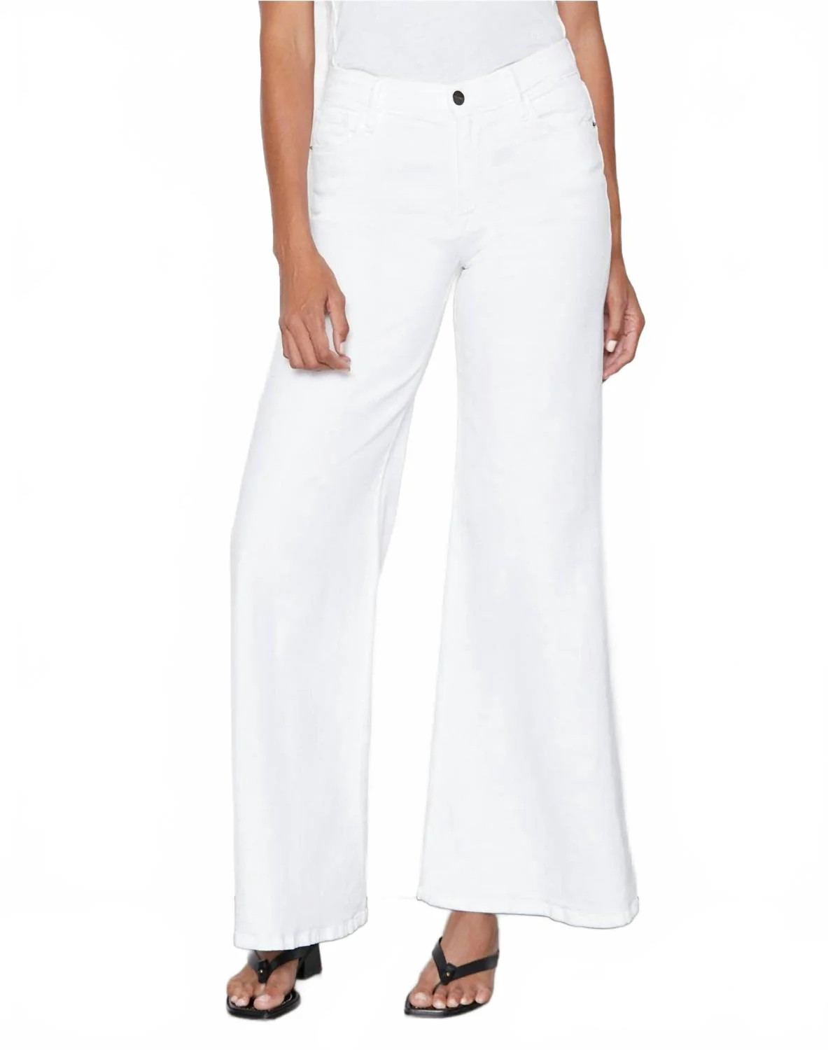 Le Slim Palazzo Wide Leg Jeans In White | Shop Simon