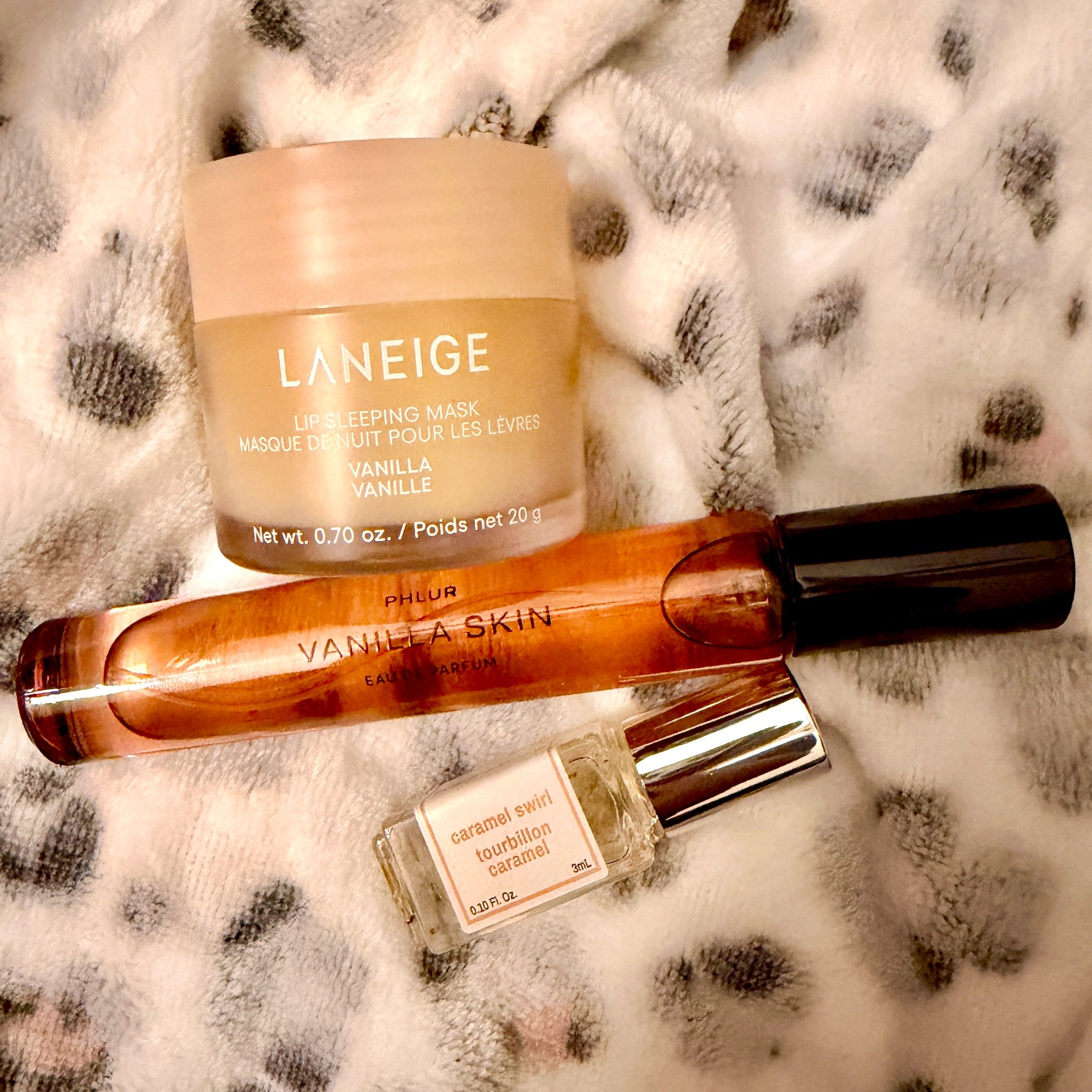 Vanilla girl beauty finds! Laneige Lip Sleeping Mask, Phlur Vanilla Skin EDP, and Caramel Swirl mini fragrance all linked!

#LTKselfcare #LTKBeauty #LTKOver40