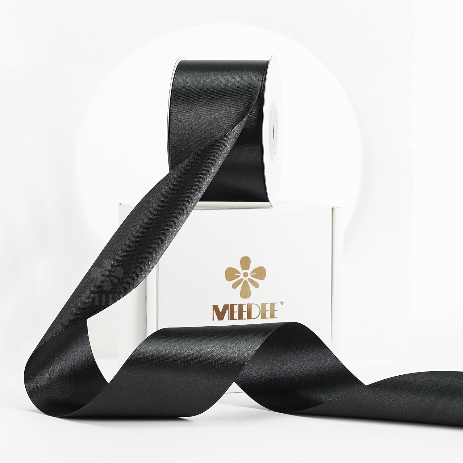 Black Satin Ribbon 2 Inch Black Ribbon Lux Double Faced Ribbons By 25 Yards Silk Satin Ribbons for Gift Wrapping, Crafts, Weddings, Flower Bouquet, Holiday Decorating | Amazon (US)