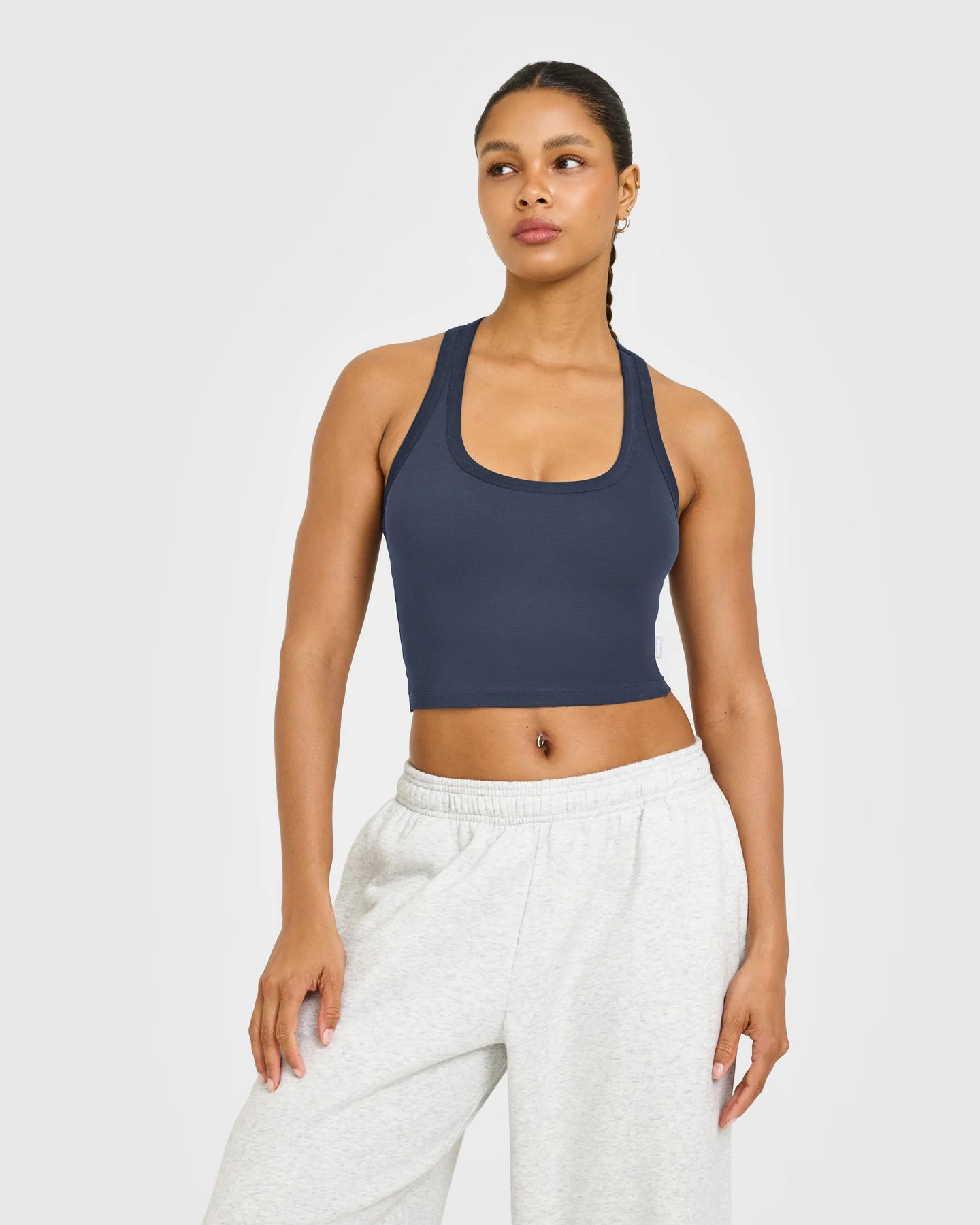 Cotton Fitted Mid Tank Top with Gray Logo | True Blue | Oner Active (UK / US)