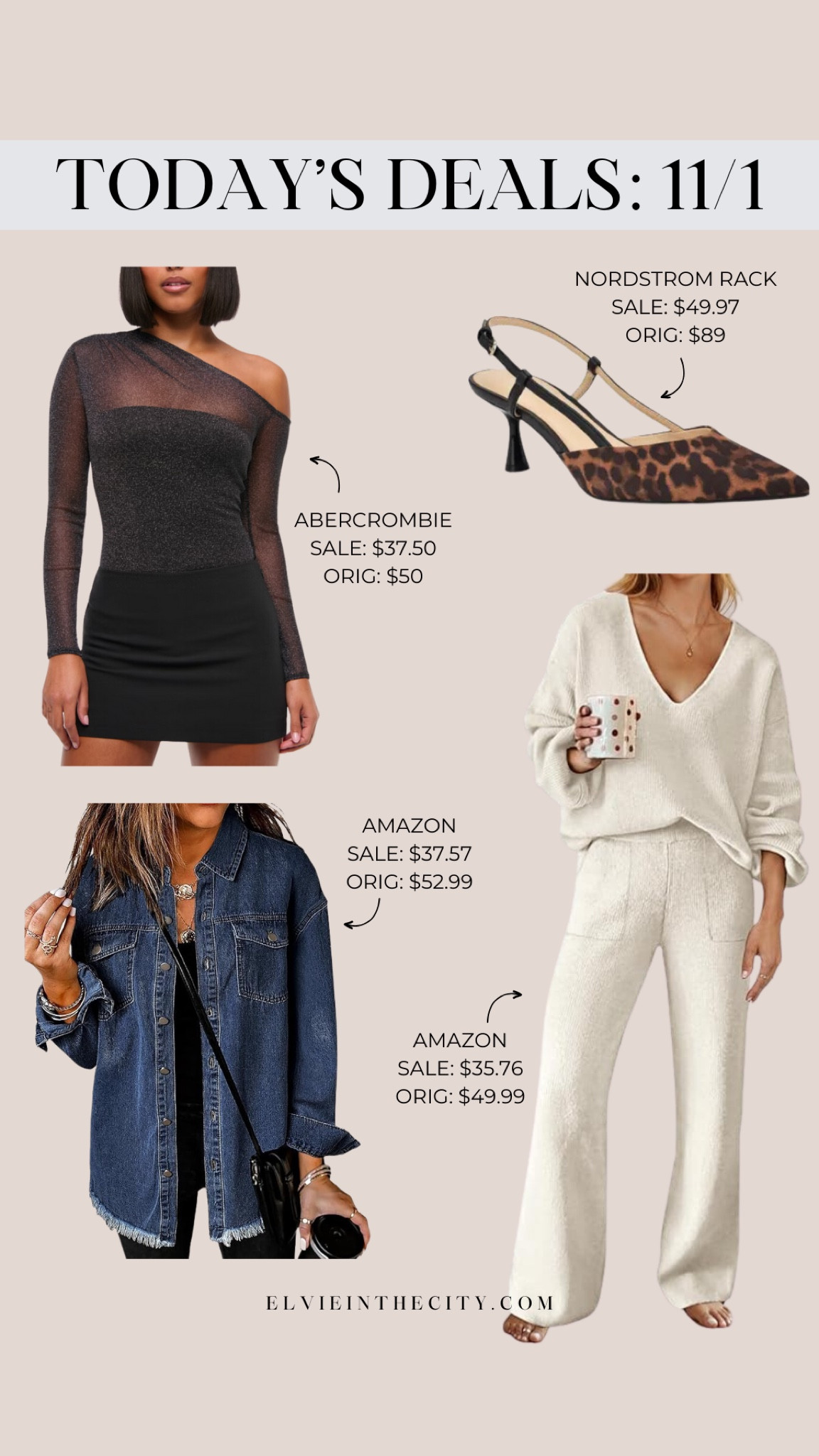 Today’s deals include a mesh top from Abercrombie, leopard print sling back heels from Nordstrom Rack, a denim shaket from Amazon, and a two-piece lounge set from Amazon (be sure to clip the coupon for the full savings).

Ootd, fall outfit, winter outfit, holiday party outfit, holiday top, fashion over 40

#LTKSaleAlert #LTKFindsUnder50 #LTKStyleTip