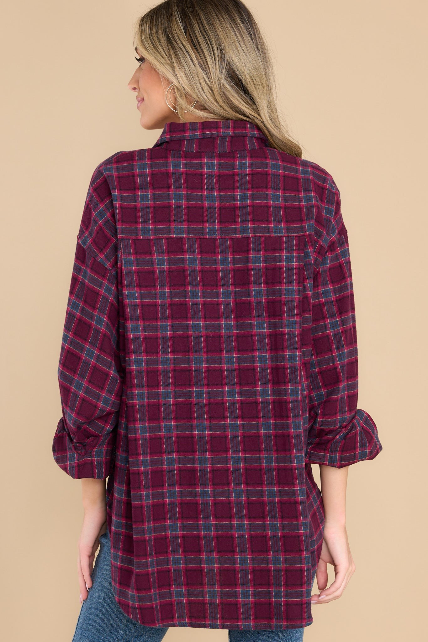 Harvest Time Berry Plaid Top | Red Dress 