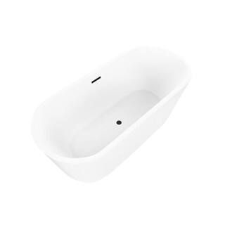 Bordeaux 59 in. Acrylic Flatbottom Freestanding Bathtub in White/Matte Black | The Home Depot
