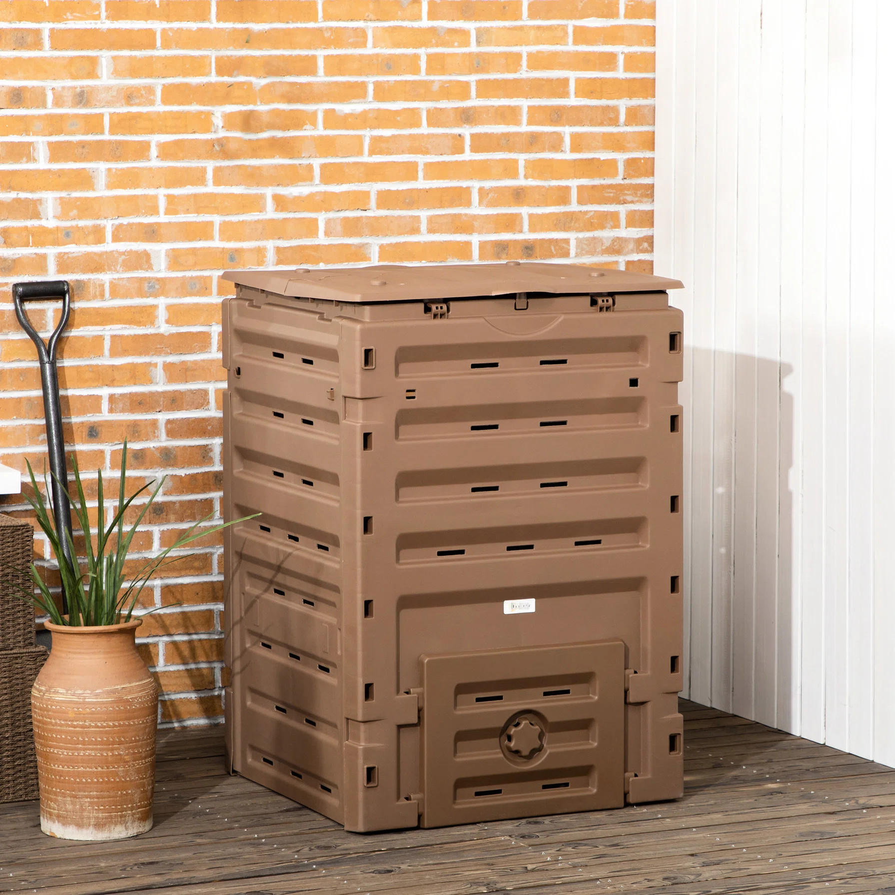 120 Gallon Compost Bin - , 80 Vents & 2 Doors, Quick Fertile Soil Maker, Lightweight Yet , Brown ... | Wayfair North America