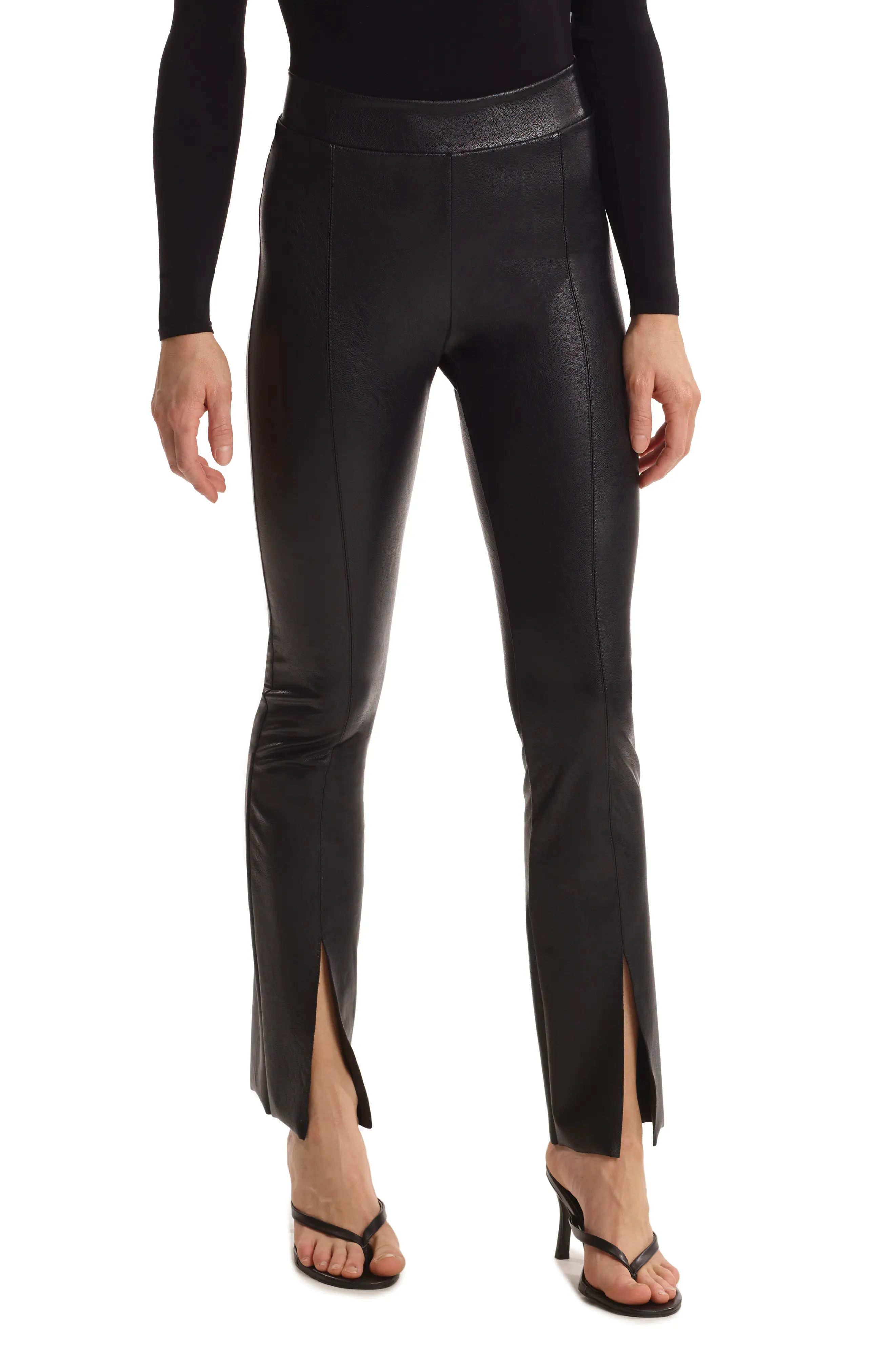 Commando Split Hem Faux Leather Pull-On Pants in Black at Nordstrom, Size Small | Nordstrom