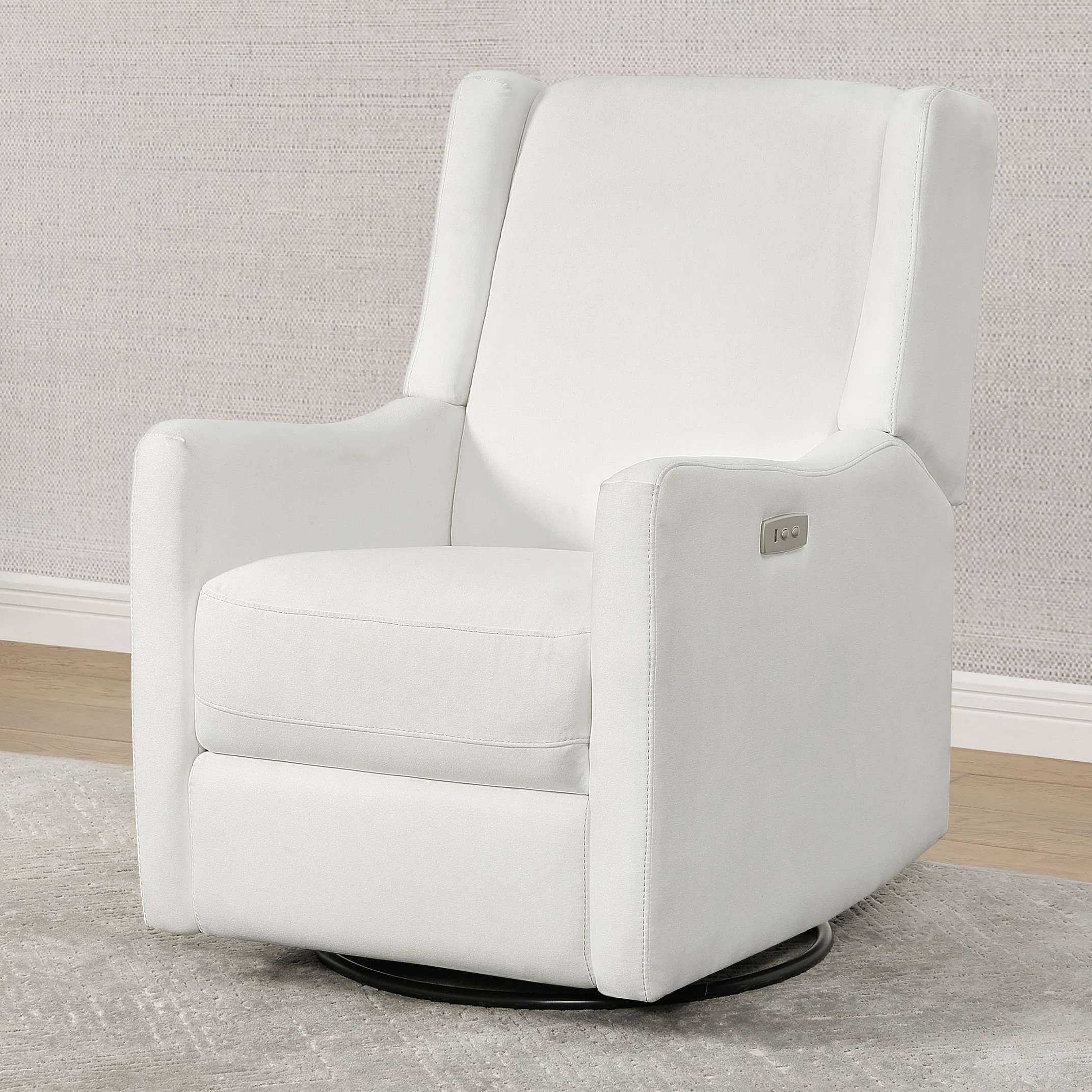 Mercer Electronic Power Recliner and Swivel Glider with USB Port in Performance Fabric, Pearl | Wayfair North America