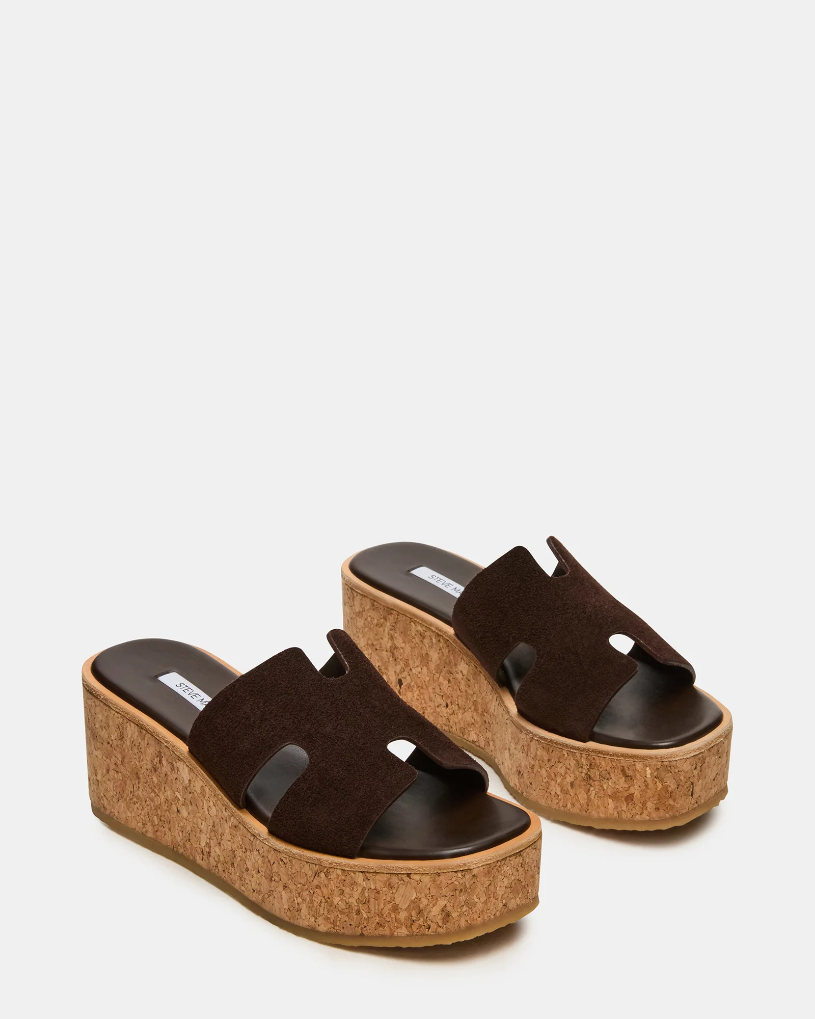 HARMONY Brown Suede Wedge Mule Cork Platform Women's Sandal | Steve Madden (US)