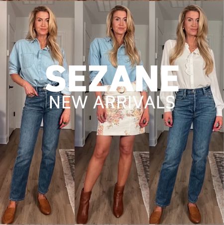 New arrivals from Sezane:
Light chambray top: runs slightly oversized, wearing a size 6

Floral skirt: runs TTS, wearing a size 6

White ruffled blouse: runs TTS, wearing a size 4 

#LTKstyletip #LTKMostLoved #LTKSpringSale