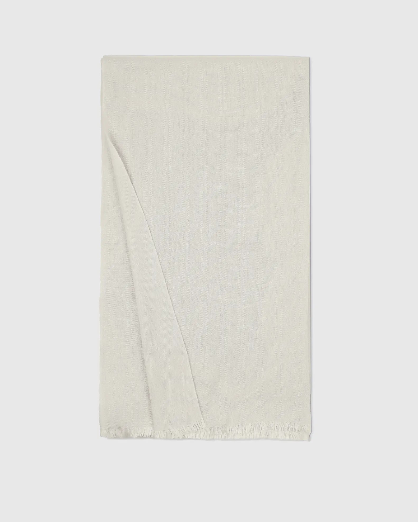 Featherweight Cashmere Silk Frayed Edge Scarf in Ivory | Quince