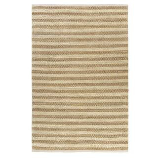 LR Home Nautical Coastal White/Tan 7 ft. 9 in. x 9 ft. 9 in. LR82490 Striped Hand-Woven Indoor Ar... | The Home Depot