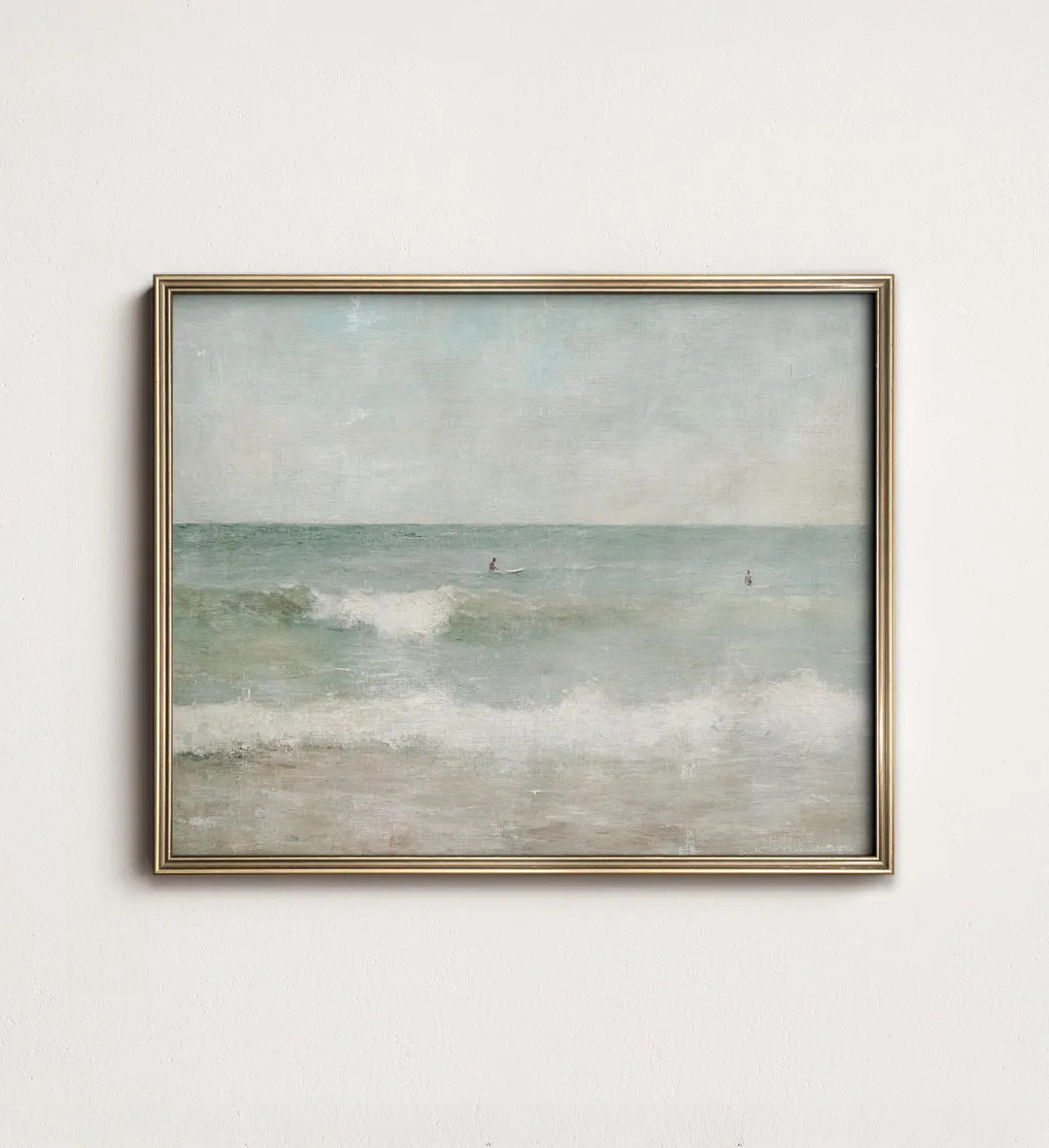 Ocean Surf Painting, Coastal Beach House Wall Decor, Soft Teal Green Seascape Downloadable Digita... | Etsy (US)
