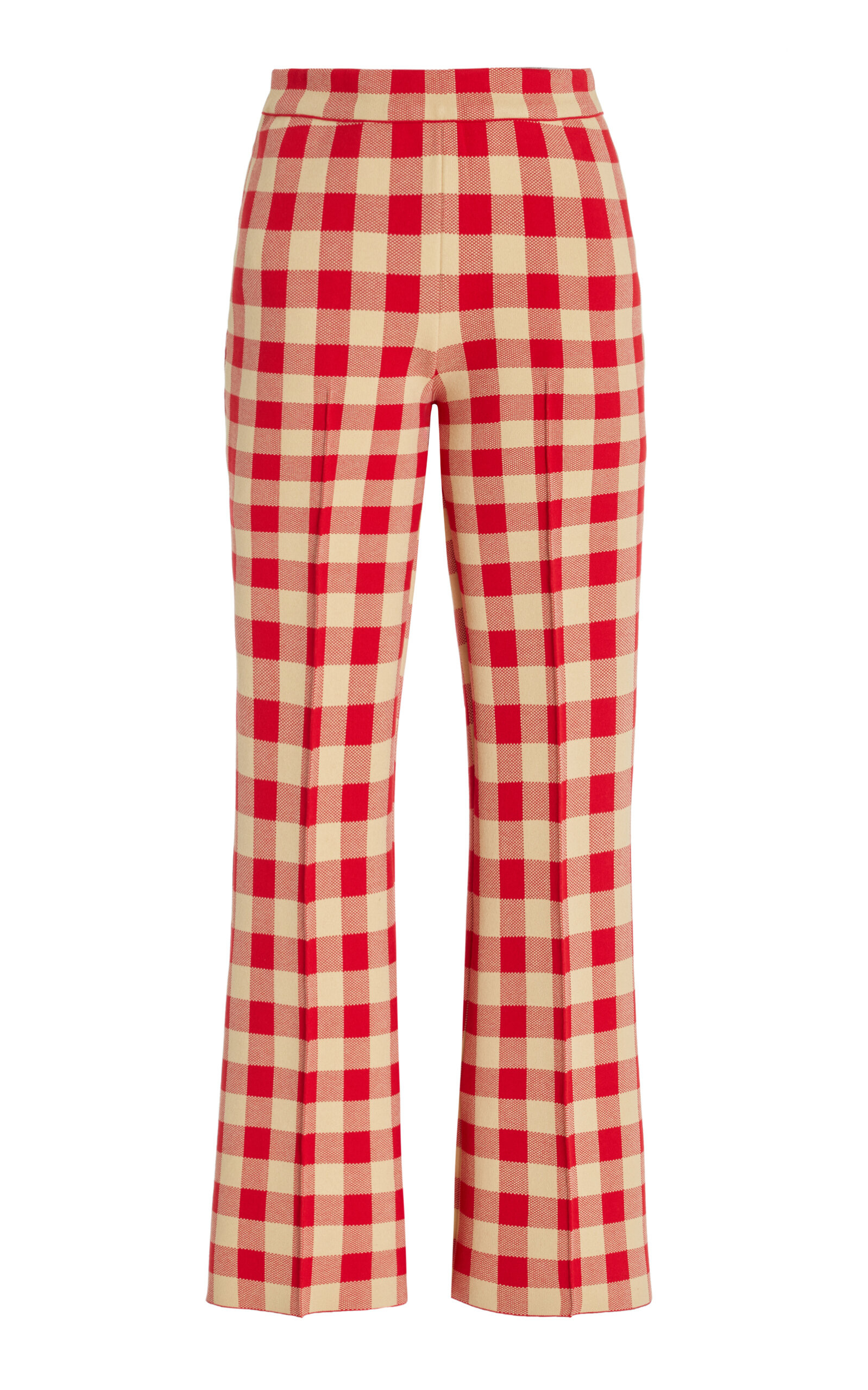 Exclusive Kick Gingham Stretch-Cotton Knit Cropped Flared Pants | Moda Operandi (Global)